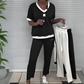 Set di pantaloni e top casual da donna con scollo a V