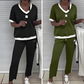 Set di pantaloni e top casual da donna con scollo a V