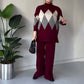 Set di maglione e pantaloni a rombi a blocchi di colore