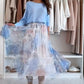 Set 2 pezzi blu: Top con Fiocco e Gonna in Tulle