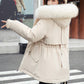 Miglior regalo: cappotto invernale con cappuccio in pile sintetico addensato da donna.