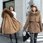 Miglior regalo: cappotto invernale con cappuccio in pile sintetico addensato da donna.