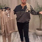 Set top casual a righe e pantaloni alla caviglia