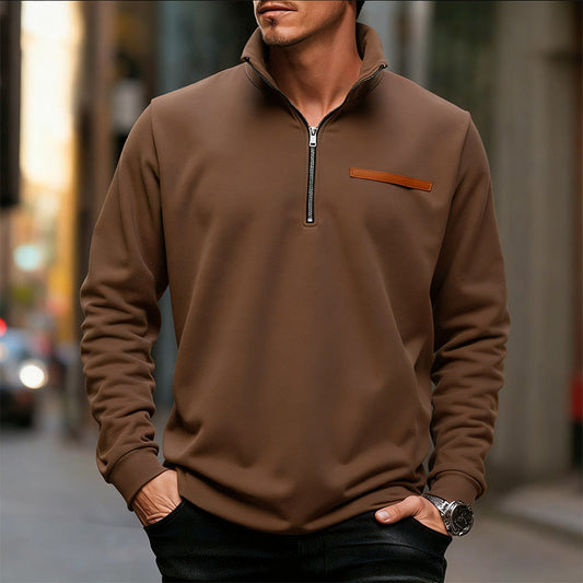 Top eleganti a maniche lunghe con mezza zip da uomo