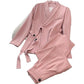 Women's Formal Office 2-Piece Set: Tie-Front Blazer & Wide Leg Pants