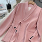 Women's Formal Office 2-Piece Set: Tie-Front Blazer & Wide Leg Pants