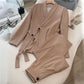 Women's Formal Office 2-Piece Set: Tie-Front Blazer & Wide Leg Pants