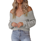 Maglione chic con scollo a V e manica lunga, con avvolgimento frontale