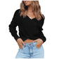 Maglione chic con scollo a V e manica lunga, con avvolgimento frontale