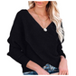 Maglione chic con scollo a V e manica lunga, con avvolgimento frontale