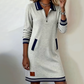 Mini abito donna casual con mezza zip in felpa