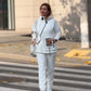 Donna Casual Stand Collar Zip-up Jacket & Pants Set