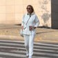 Donna Casual Stand Collar Zip-up Jacket & Pants Set