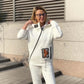 Donna Casual Stand Collar Zip-up Jacket & Pants Set