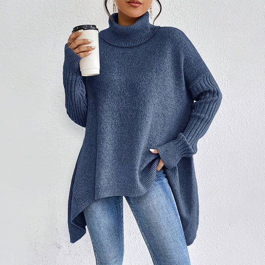 Maglione dolcevita tinta unita moda donna