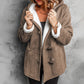 Cappotto da donna in pelle scamosciata con cappuccio e fodera in peluche
