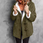 Cappotto da donna in pelle scamosciata con cappuccio e fodera in peluche