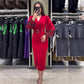 Abito donna elegante con scollo a V in rosso