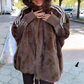 Cappotto casual da donna con cappuccio e zip in peluche