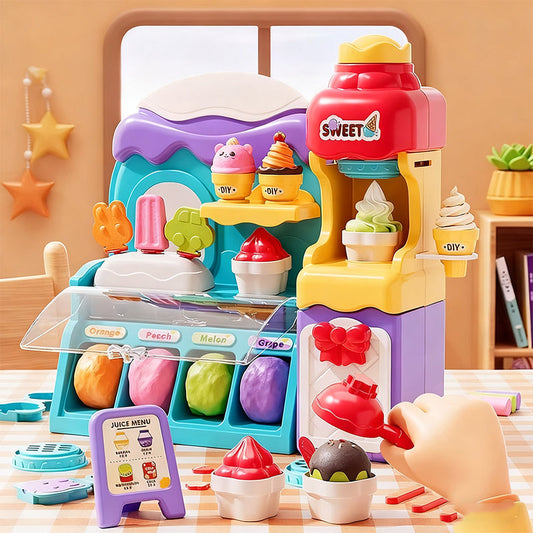 🎄Saldi natalizi 50% di sconto🍦✨【Set fai da te di pasta modellabile per gelato per bambini】✨ - Kit creativo di pasta modellabile per giochi di ruolo e abilità sensoriali dei bambini, regalo ideale!🎁